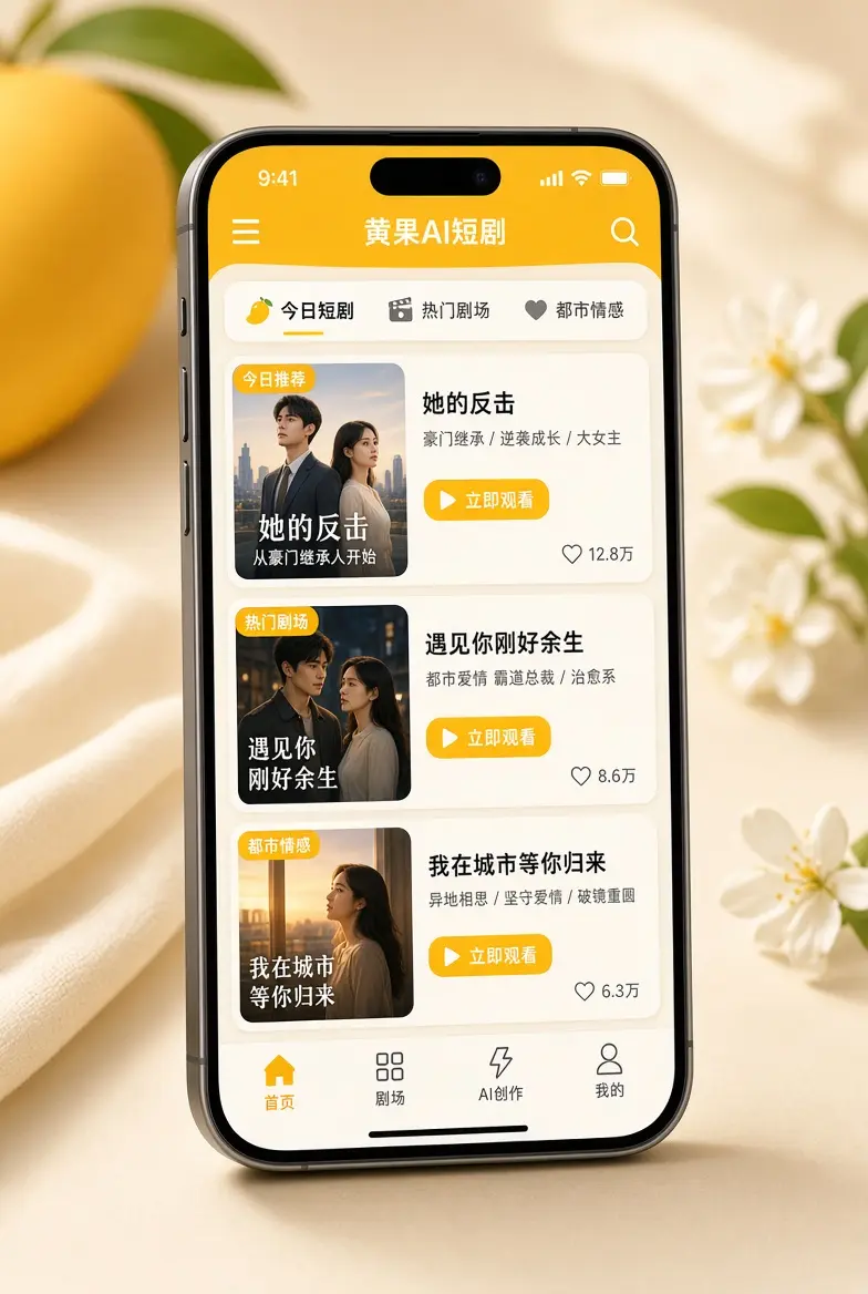 黄果AI短剧移动端服务示意